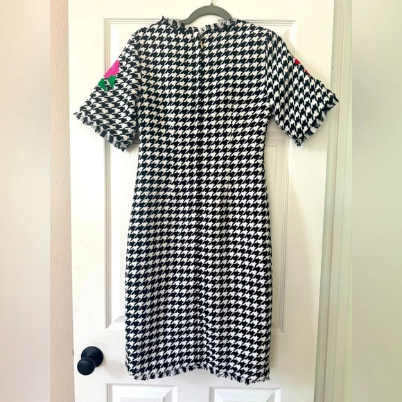 Unique Beautiful Dress, Houndstooth pattern, Embroidery and Rhinestones size S - Picture 3 of 10